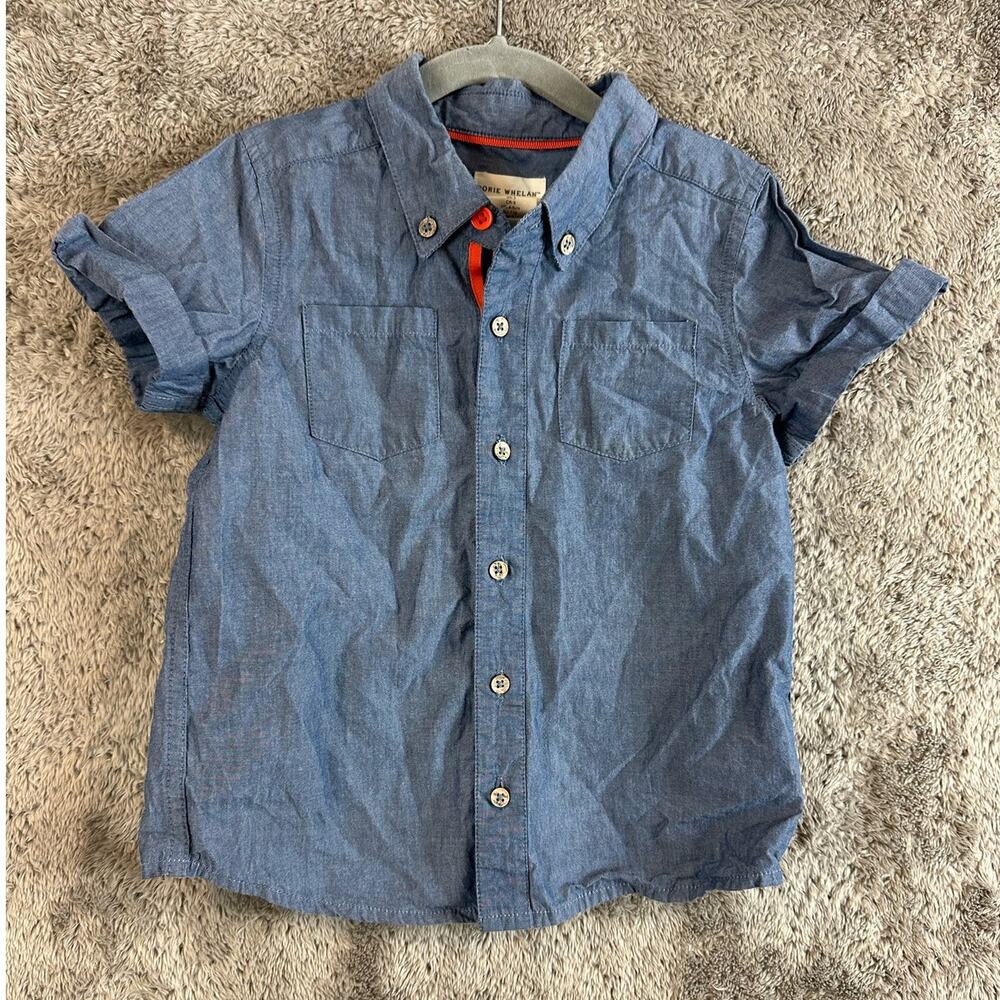 Rorie Whelan Chambray Blue Button Down Short Sleeve Shirt Boys 5T 5